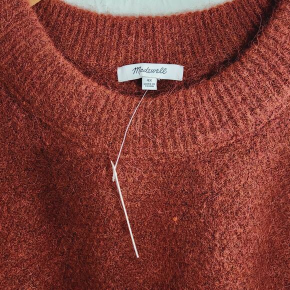 NEW Madewell Havener Cable Knit Pullover Alpaca Wool Sweater Heather Auburn - Picture 6 of 11